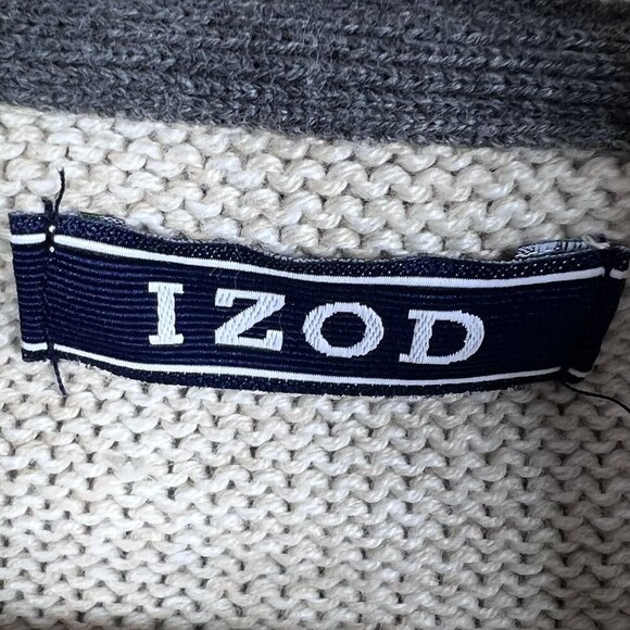 Izod Mens XL Cream Shawl Collar Pullover Sweater Preppy Old Money Minimalist - Picture 12 of 16